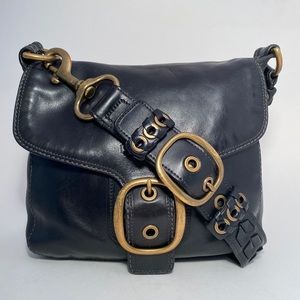 Black Coach Bleecker large flap shoulder bag 11419